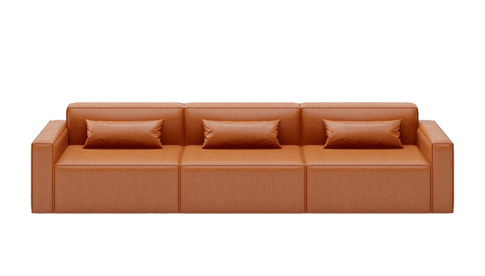 Mix Modular 3 Piece Sofa Sofa Gus Modern Vegan Appleskin Leather Cognac 