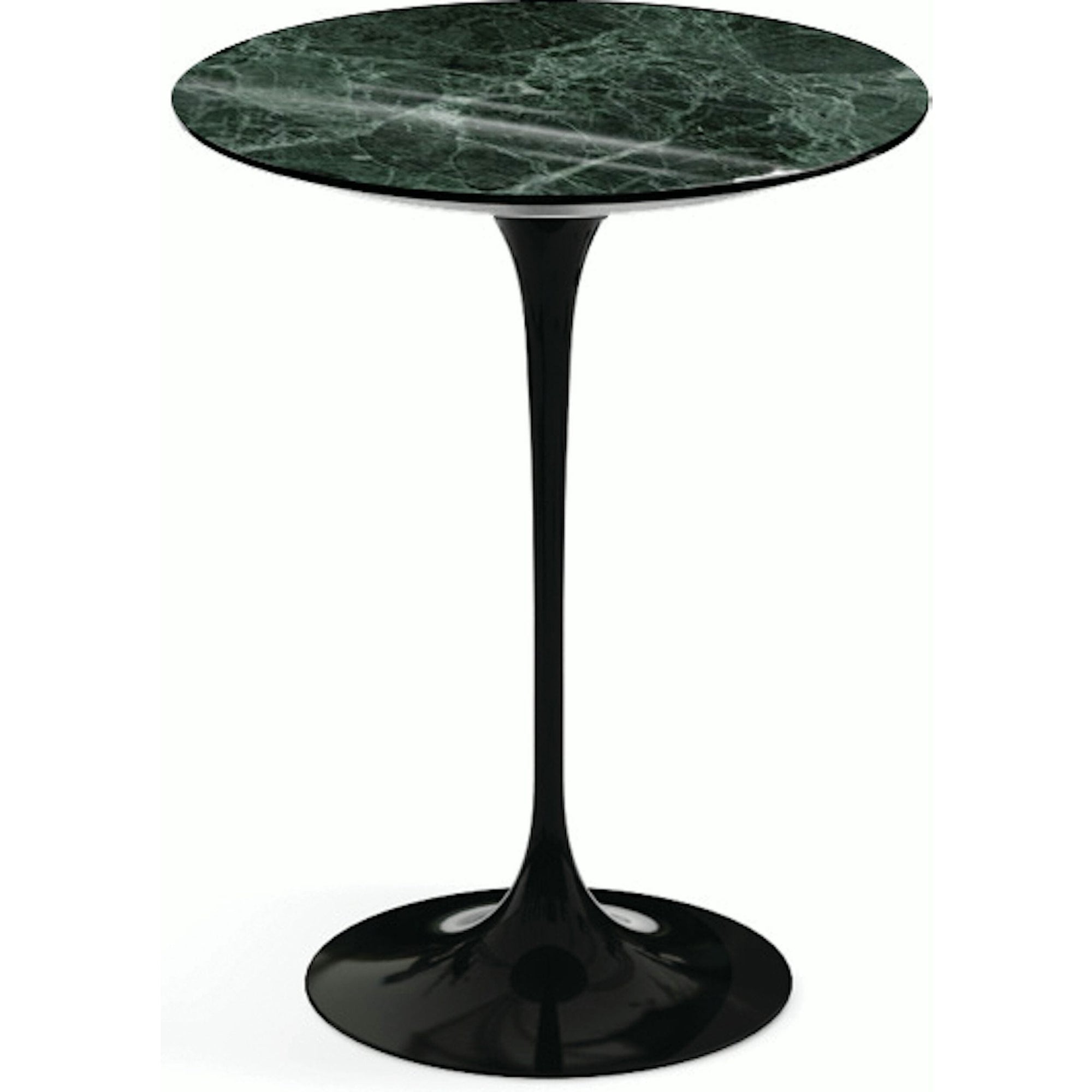 Saarinen Side Table - 16" Round side/end table Knoll Black Verde Alpi marble, Shiny finish 