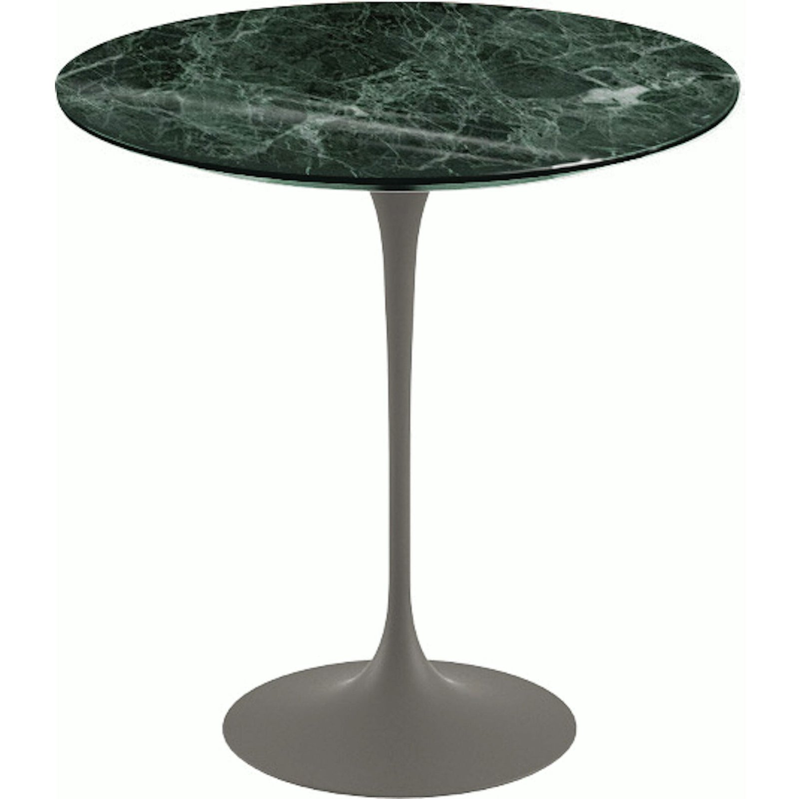 Saarinen Side Table - 20” Round side/end table Knoll Grey Verde Alpi marble, Shiny finish 