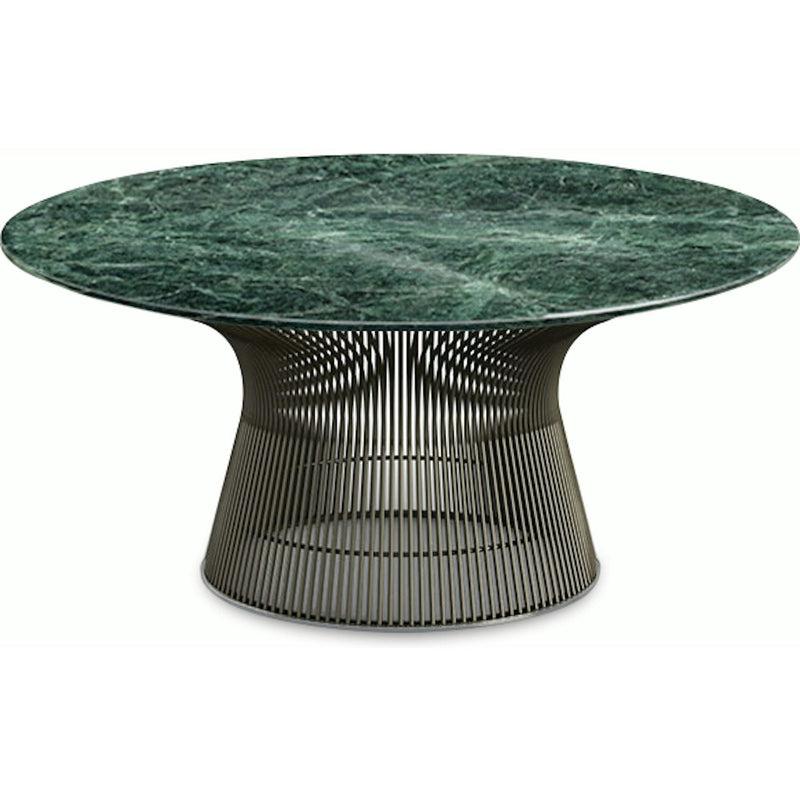 Platner Bronze 36" Coffee Table Coffee Tables Knoll Polished Finish Verdi Alpi Marble Top: Green 