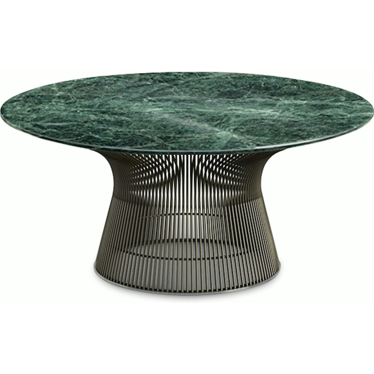Platner Bronze 36&quot; Coffee Table Coffee Tables Knoll Polished Finish Verdi Alpi Marble Top: Green 