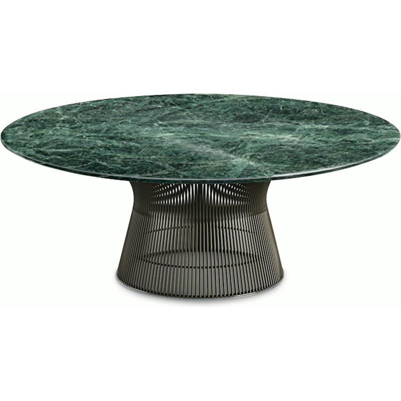 Platner Bronze 42" Coffee Table Coffee Tables Knoll Polished Finish Verdi Alpi Marble Top: Green 