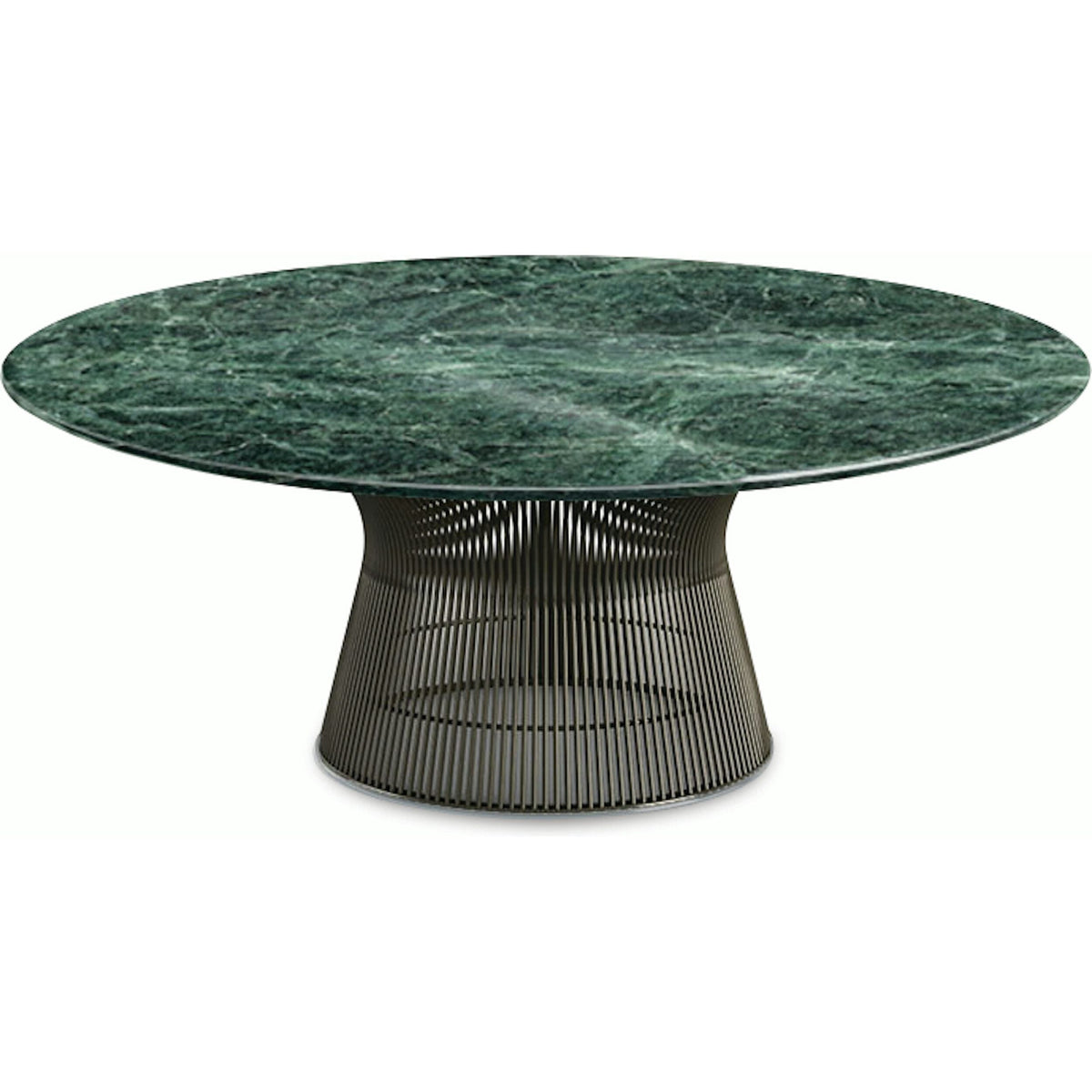 Platner Bronze 42&quot; Coffee Table Coffee Tables Knoll Polished Finish Verdi Alpi Marble Top: Green 