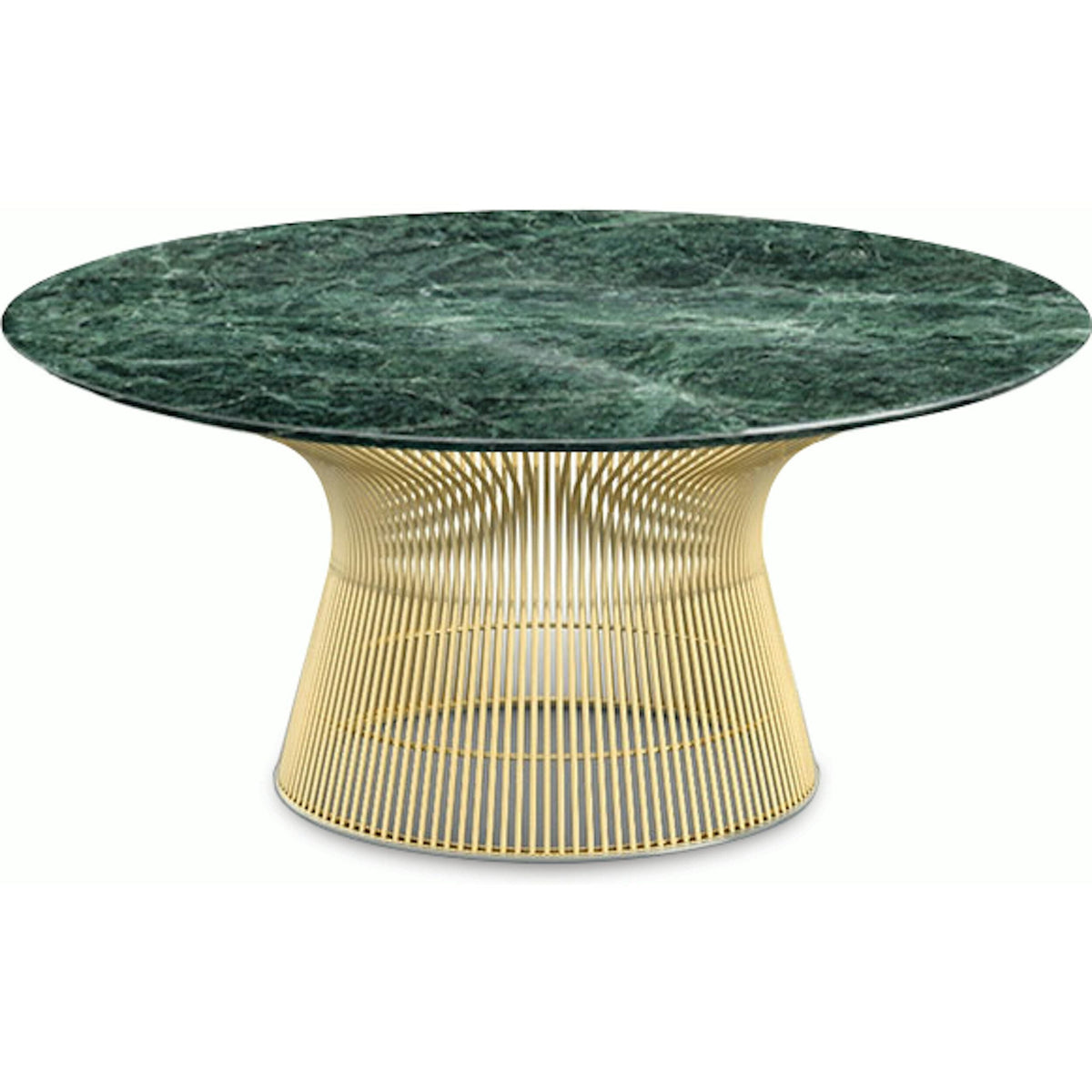 Platner Coffee Table - 36&quot; in Gold Coffee Tables Knoll 18K Gold plated Verde Alpi marble, Polished finish 
