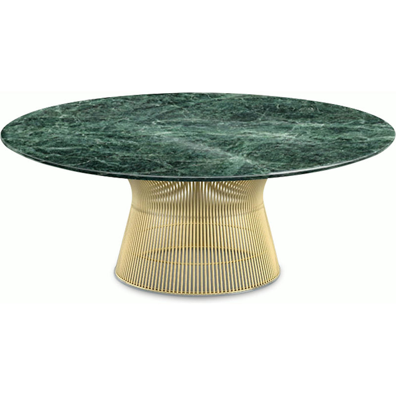 Platner Coffee Table - 42" in Gold Coffee Tables Knoll 18K Gold plated Verde Alpi marble, Polished finish 