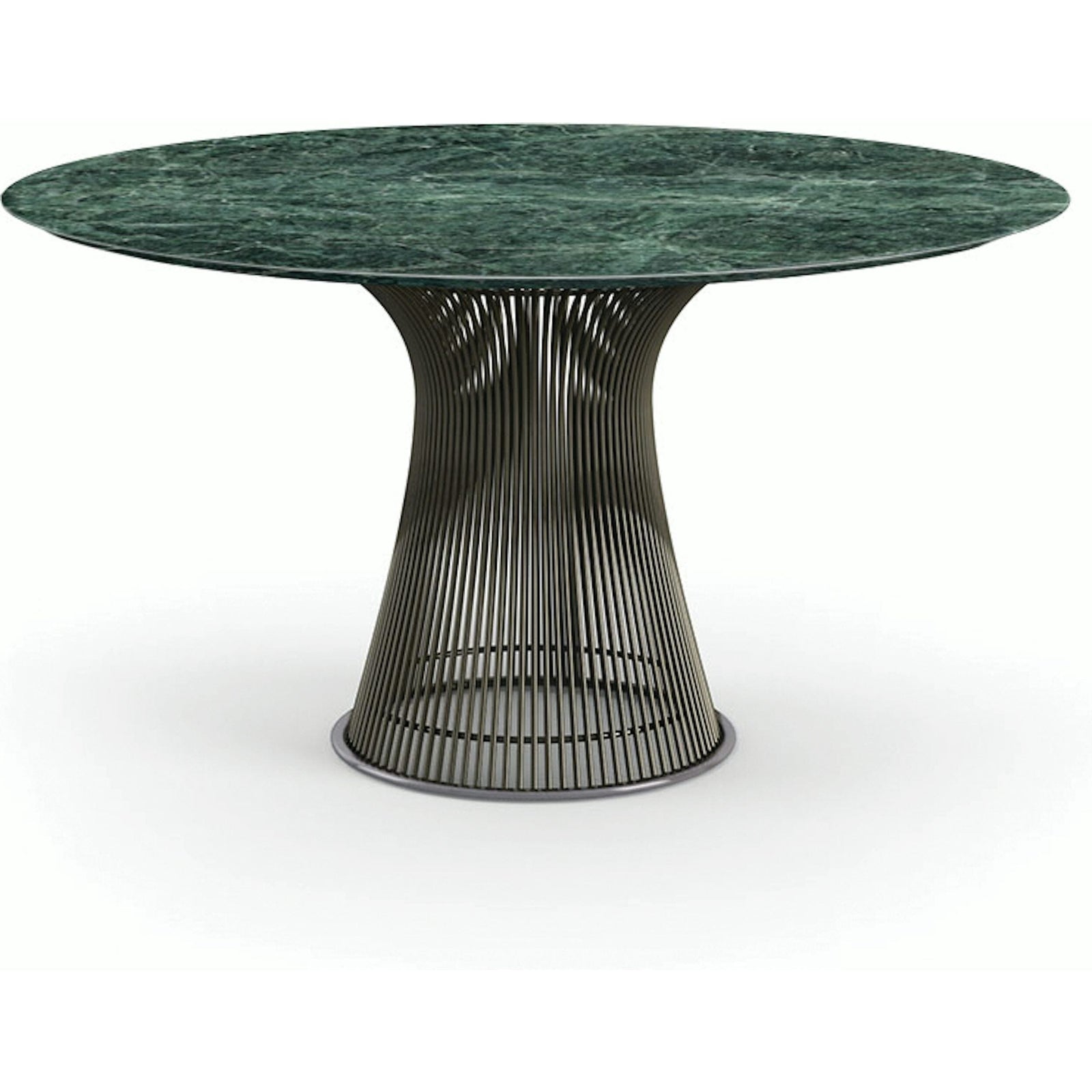 Platner Dining Table - 54 Inch Dining Tables Knoll Metallic Bronze Verde Alpi marble, Shiny finish 