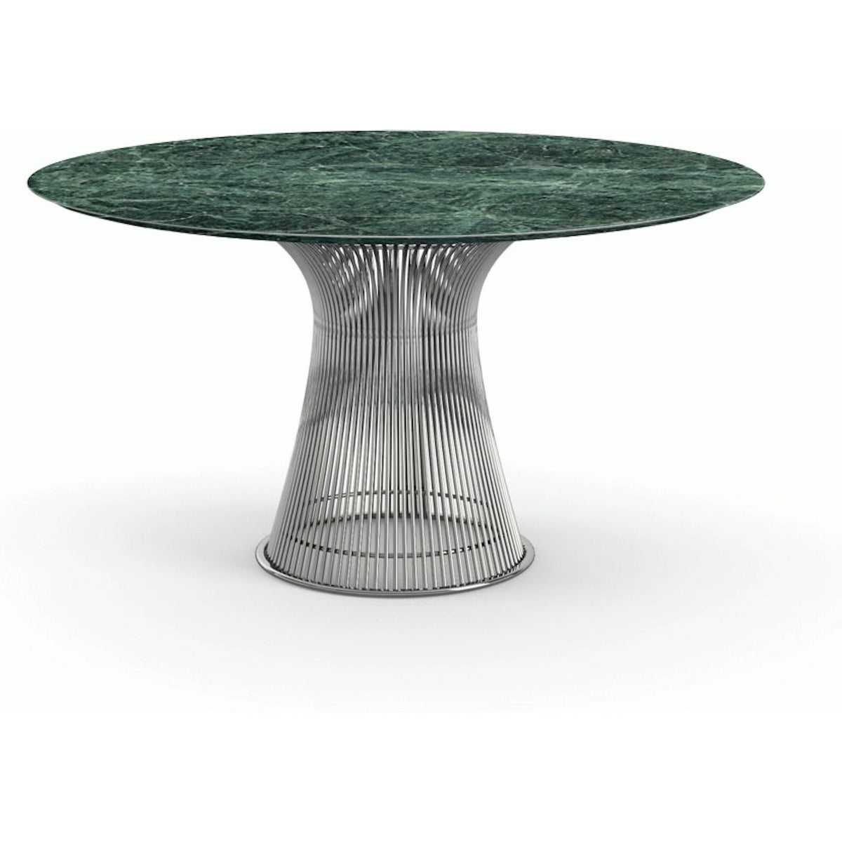 Platner Dining Table - 54 Inch Dining Tables Knoll Polished Nickel Verde Alpi marble, Shiny finish 