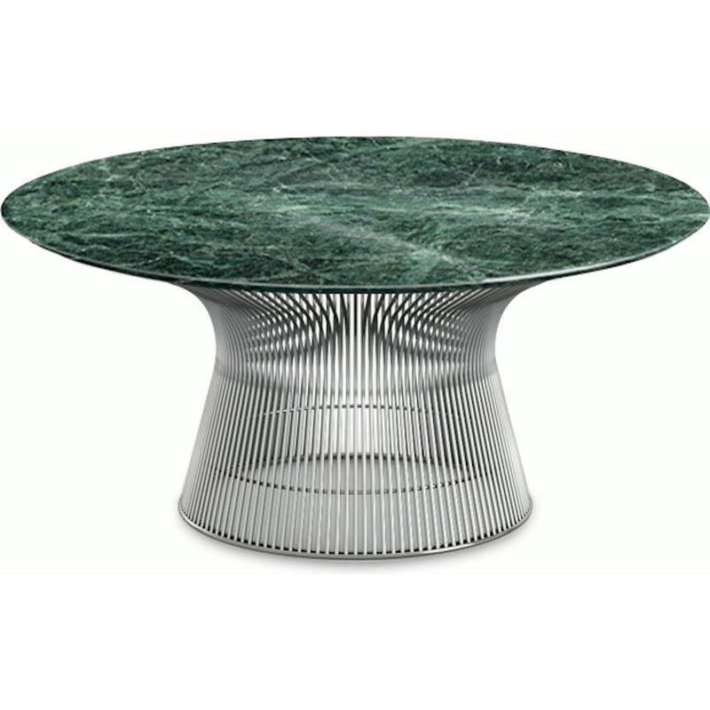 Platner Nickel 36" Coffee Table Coffee Tables Knoll Polished Finish Verdi Alpi Marble Top: Green 