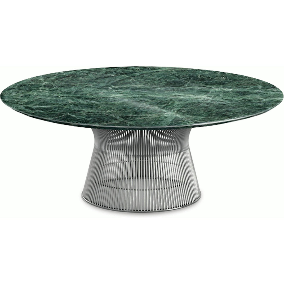 Platner Nickel 42&quot; Coffee Table Coffee Tables Knoll Polished Finish Verdi Alpi Marble Top: Green 