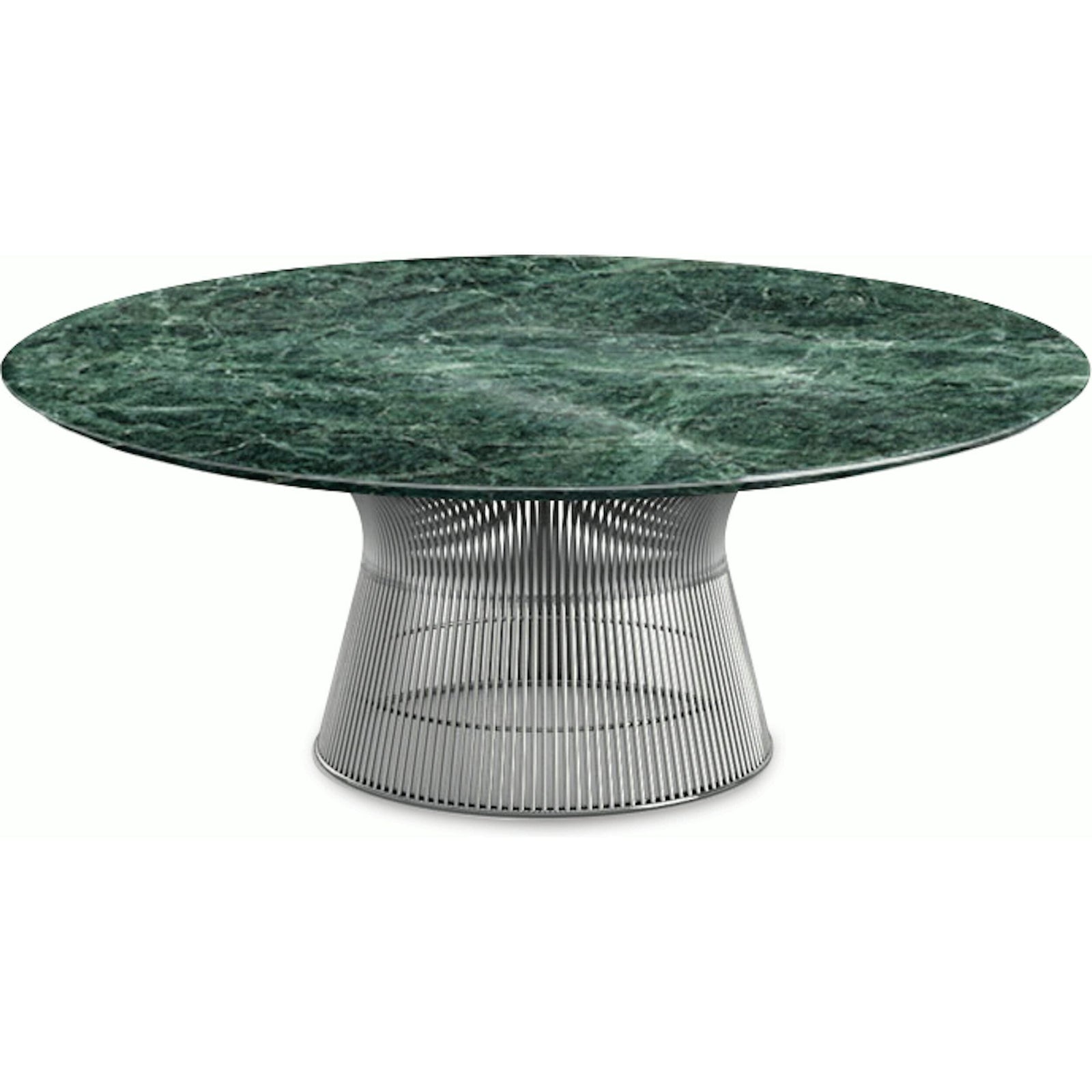 Platner Nickel 42" Coffee Table Coffee Tables Knoll Polished Finish Verdi Alpi Marble Top: Green 