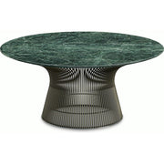 Platner Bronze 36" Coffee Table Coffee Tables Knoll Satin Finish Verdi Alpi Marble Top: Green 