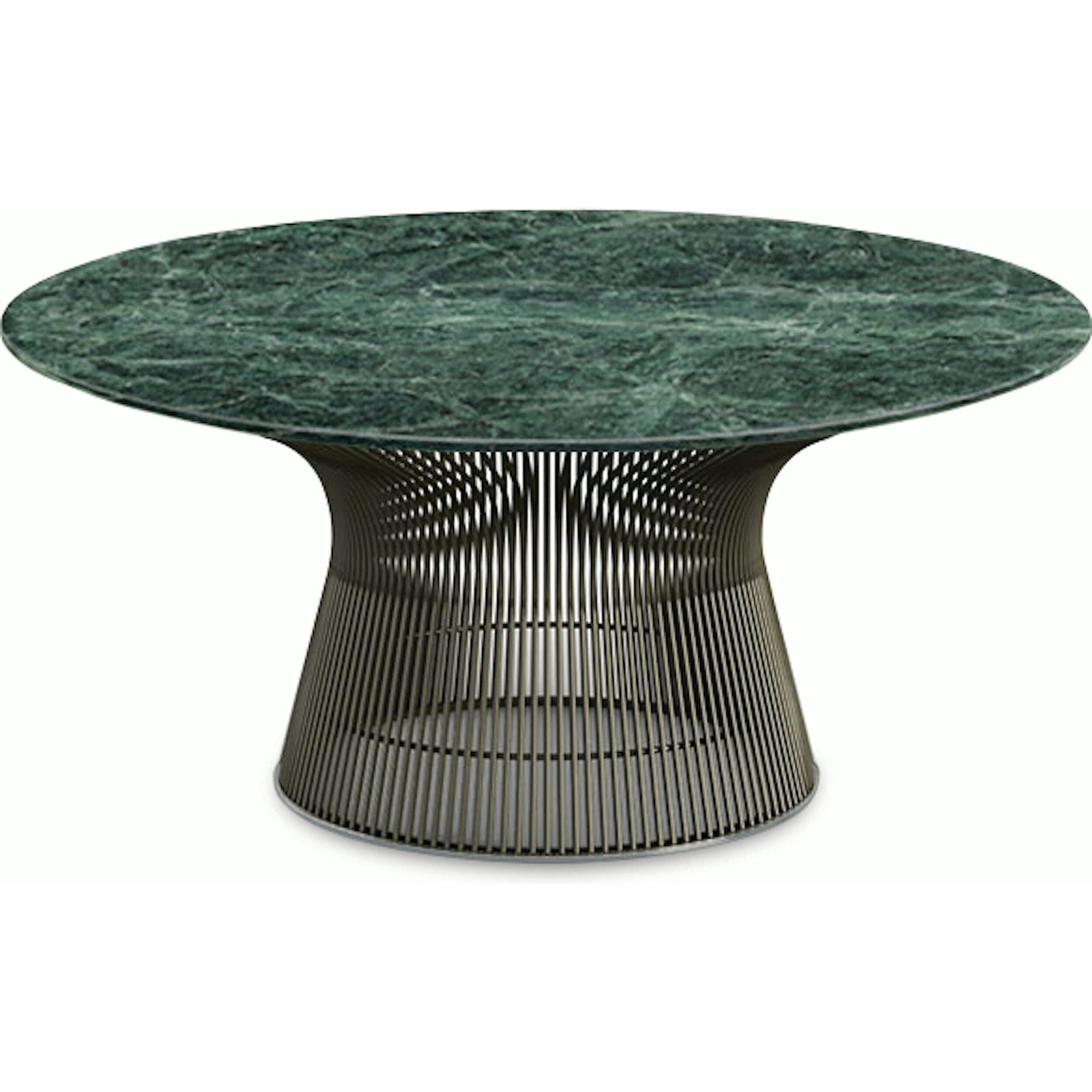Platner Bronze 36" Coffee Table Coffee Tables Knoll Satin Finish Verdi Alpi Marble Top: Green 