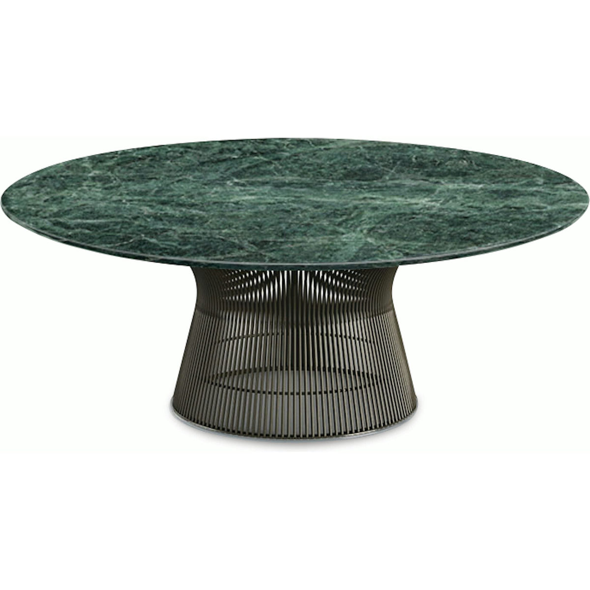 Platner Bronze 42&quot; Coffee Table Coffee Tables Knoll Satin Finish Verdi Alpi Marble Top: Green 
