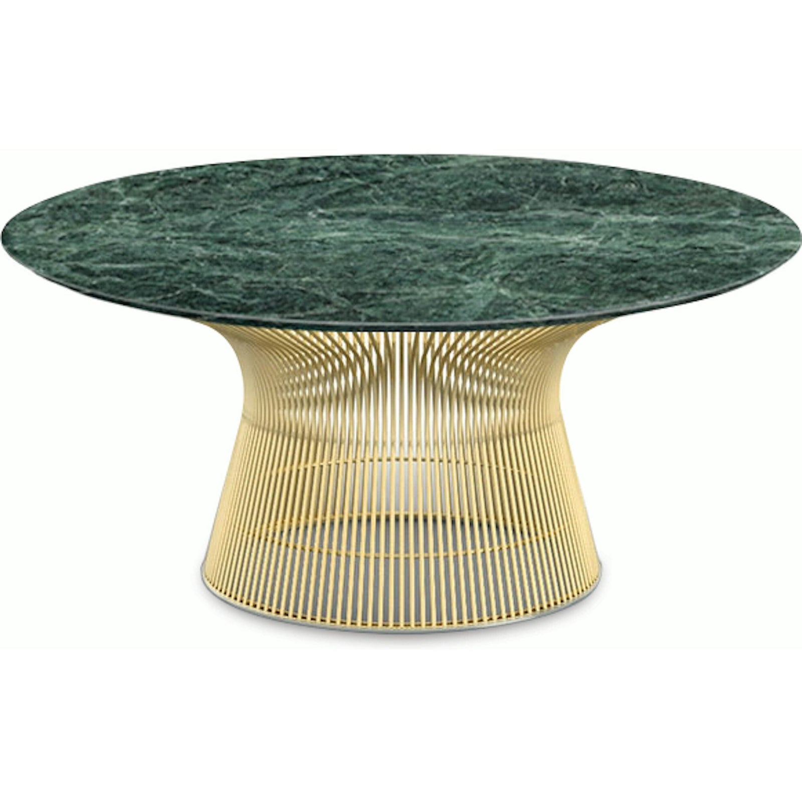 Platner Coffee Table - 36" in Gold Coffee Tables Knoll 18K Gold plated Verde Alpi marble, Satin finish 