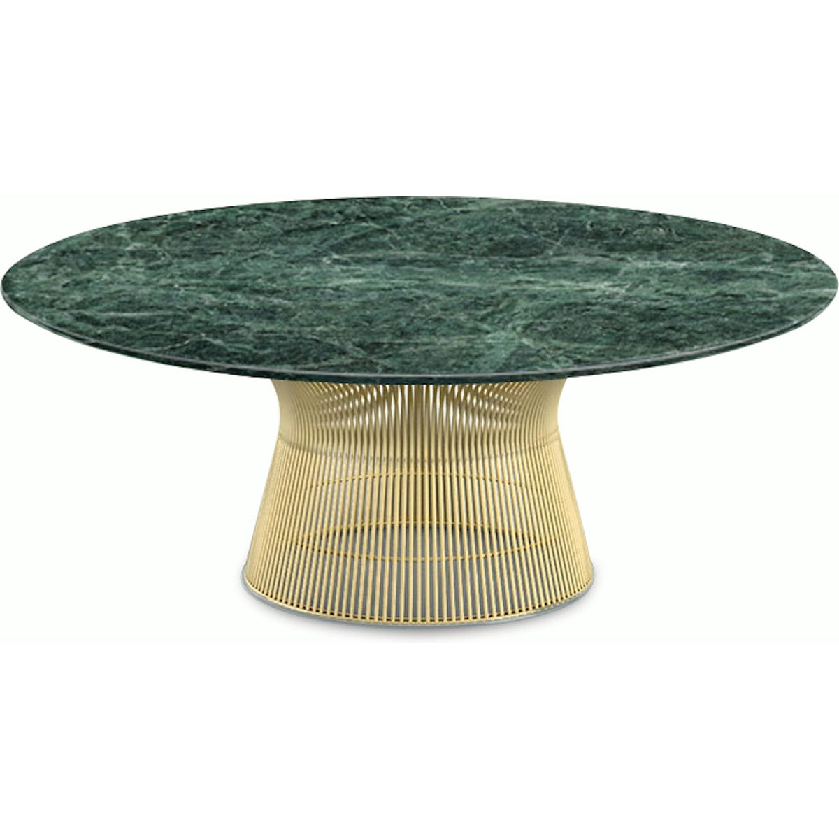 Platner Coffee Table - 42&quot; in Gold Coffee Tables Knoll 18K Gold plated Verde Alpi marble, Satin finish 
