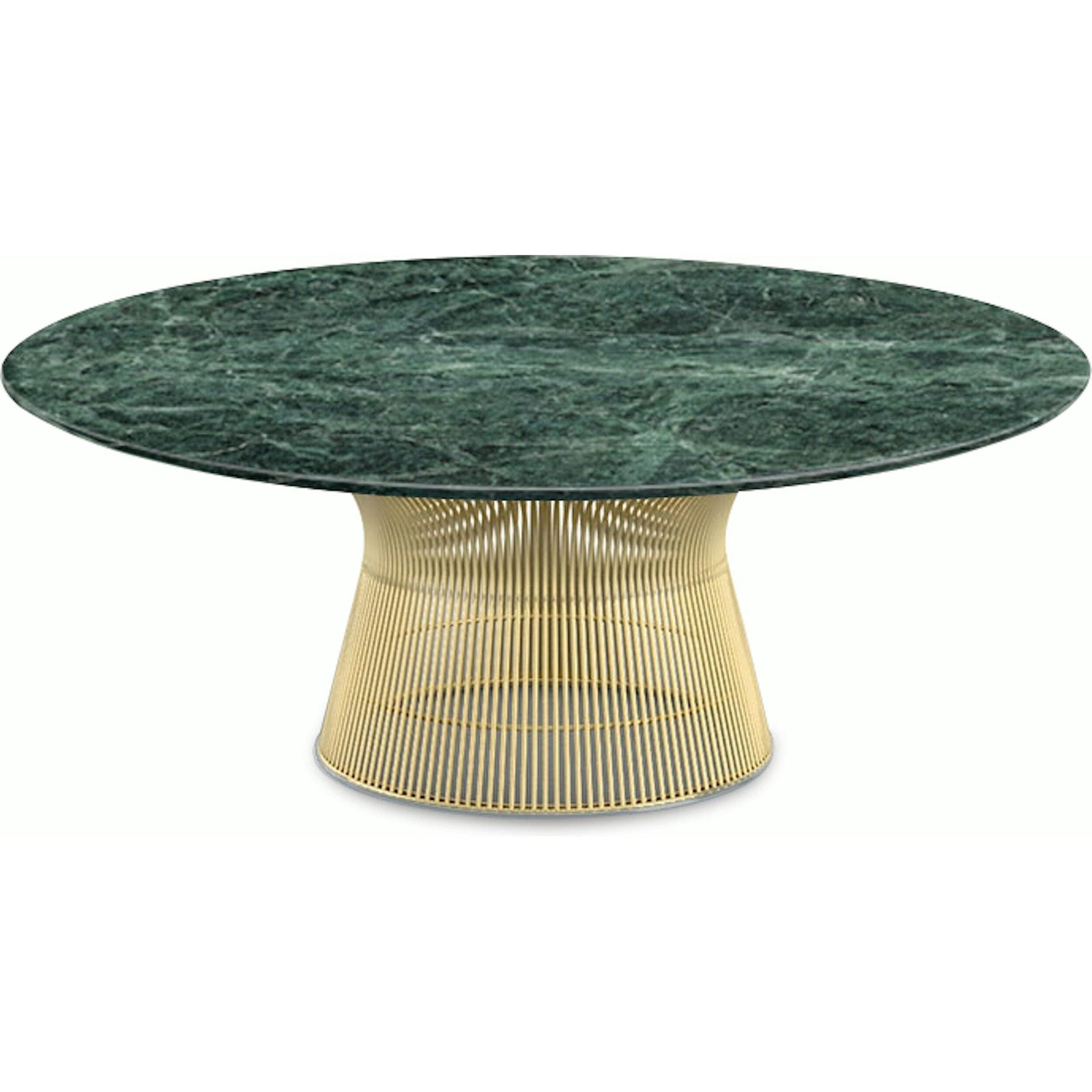 Platner Coffee Table - 42" in Gold Coffee Tables Knoll 18K Gold plated Verde Alpi marble, Satin finish 