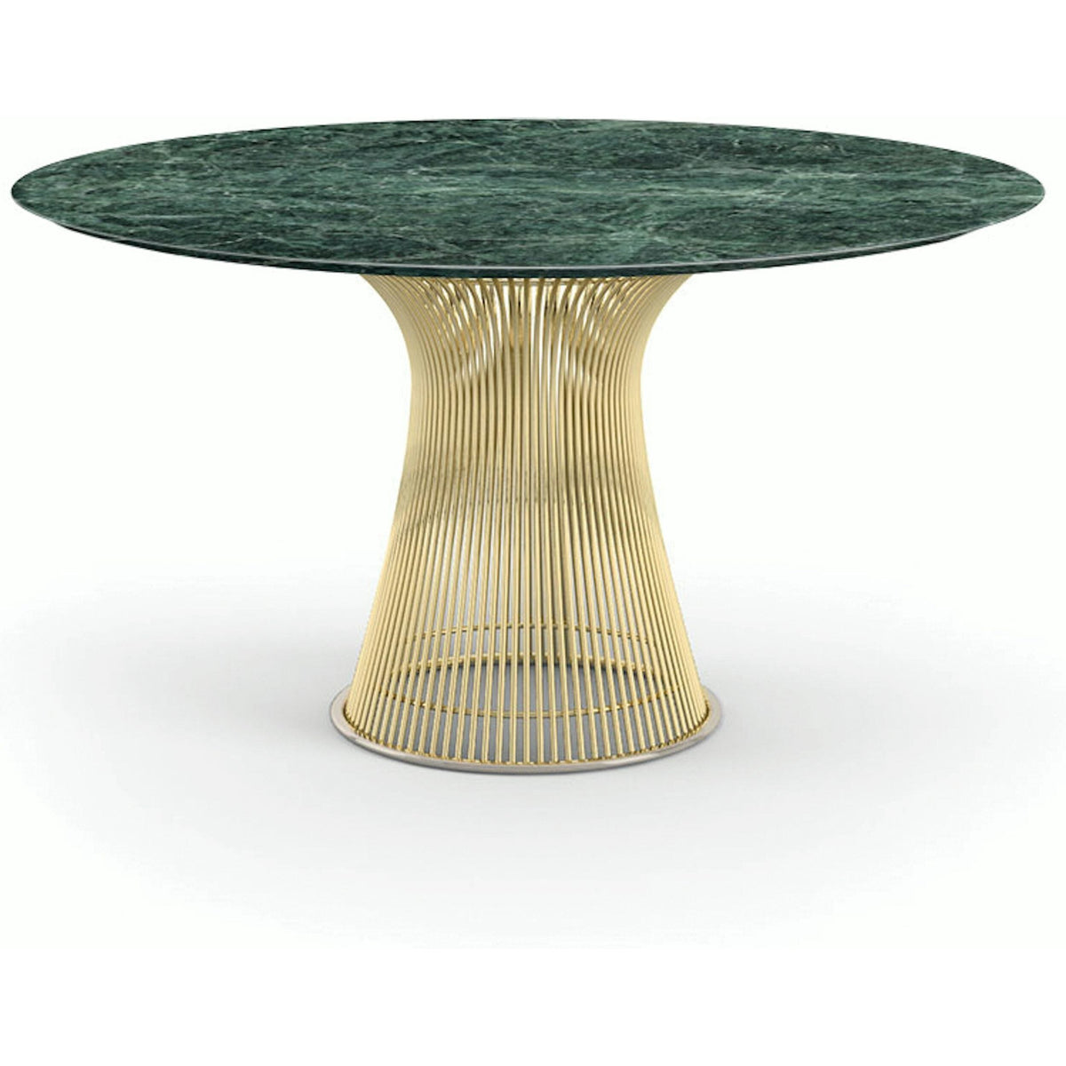 Platner Dining Table - 54 Inch Dining Tables Knoll 18K Gold Plated Verde Alpi marble, Satin finish 