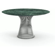 Platner Dining Table - 54 Inch Dining Tables Knoll Polished Nickel Verde Alpi marble, Satin finish 