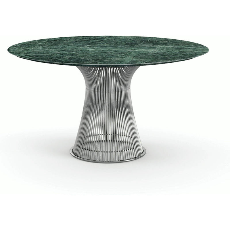 Platner Dining Table - 54 Inch Dining Tables Knoll Polished Nickel Verde Alpi marble, Satin finish 