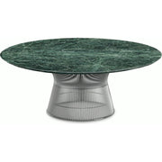 Platner Nickel 42" Coffee Table Coffee Tables Knoll Satin Finish Verdi Alpi Marble Top: Green 