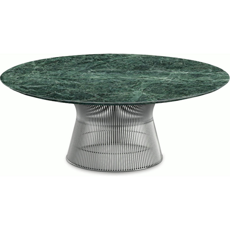 Platner Nickel 42" Coffee Table Coffee Tables Knoll Satin Finish Verdi Alpi Marble Top: Green 