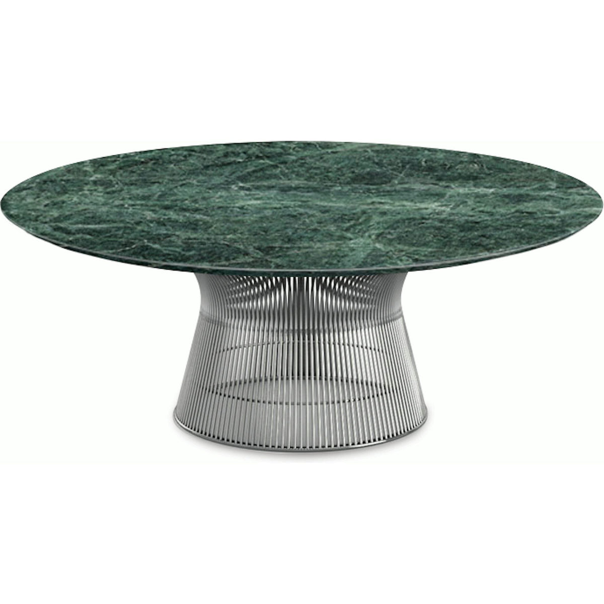 Platner Nickel 42&quot; Coffee Table Coffee Tables Knoll Satin Finish Verdi Alpi Marble Top: Green 