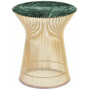 Platner Side Table - Gold side/end table Knoll 18K Gold plated Verde Alpi marble, Shiny finish 