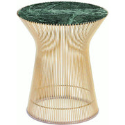 Platner Side Table - Gold side/end table Knoll 18K Gold plated Verde Alpi marble, Satin finish 