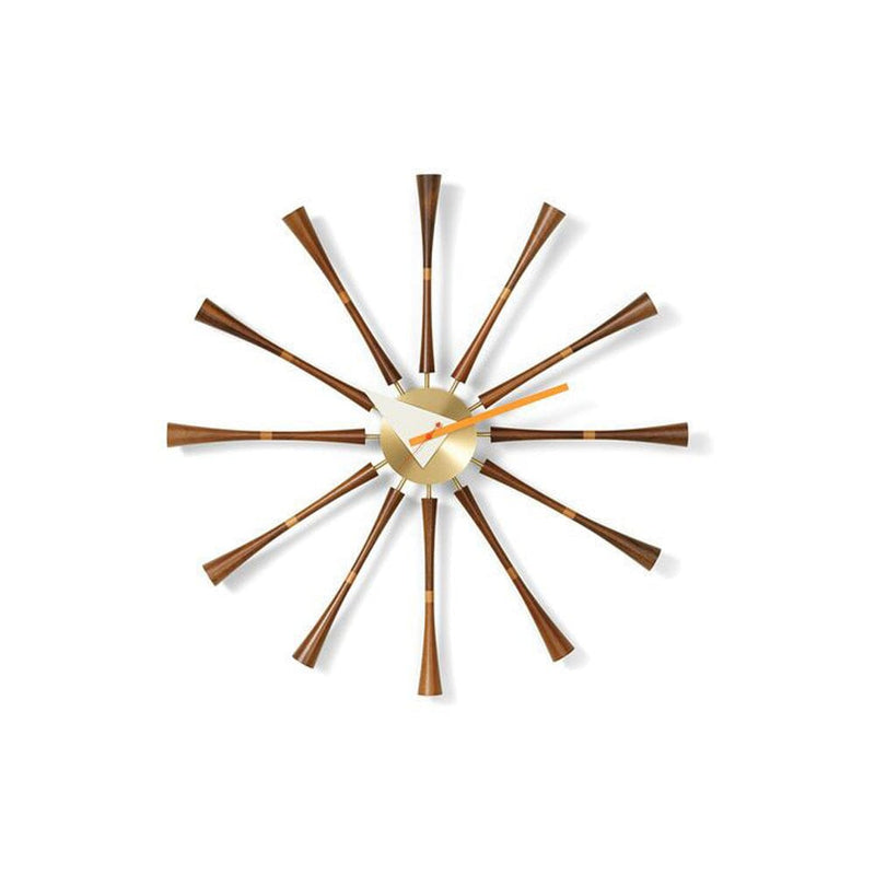 George Nelson Spindle Clock Clocks Vitra Aluminium, solid walnut 