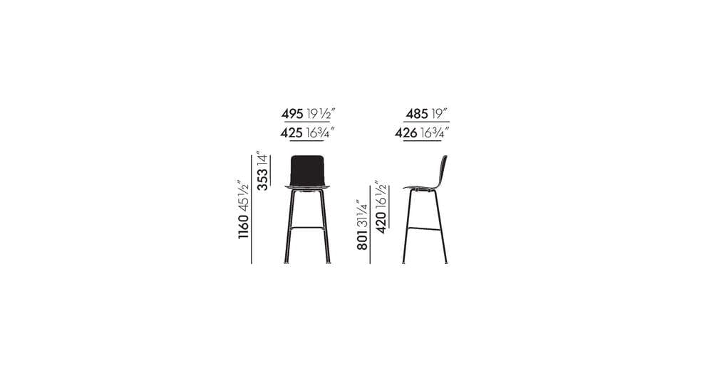 HAL Ply Stool High bar seating Vitra 