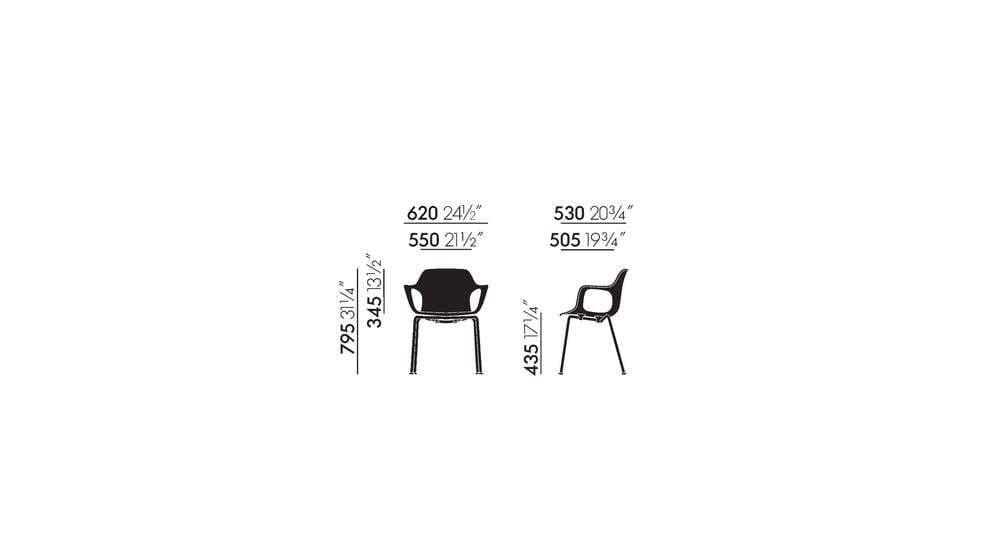 HAL RE Armchair Tube Stackable Side/Dining Vitra 