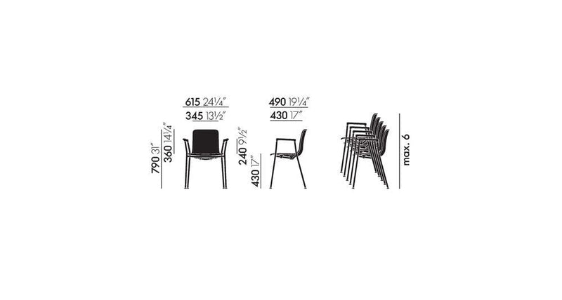 HAL RE Tube Armrest Side/Dining Vitra 