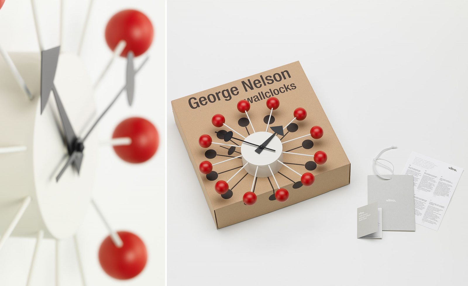 Nelson Ball Clock - Red Clocks Vitra 