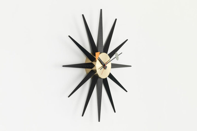 Nelson Sunburst Clock Black/Brass Clocks Vitra 