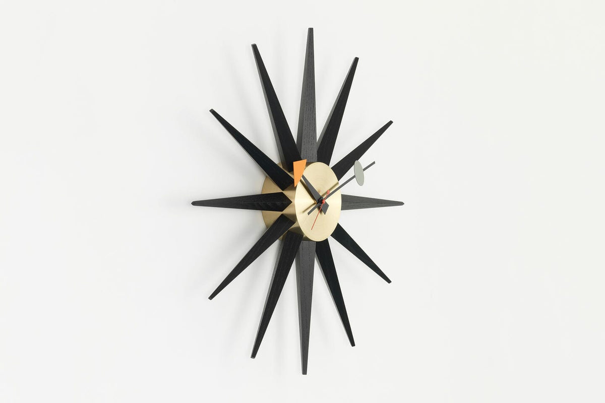 Nelson Sunburst Clock Black/Brass Clocks Vitra 