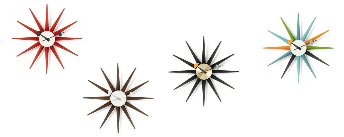 Nelson Sunburst Clock Walnut Clocks Vitra 