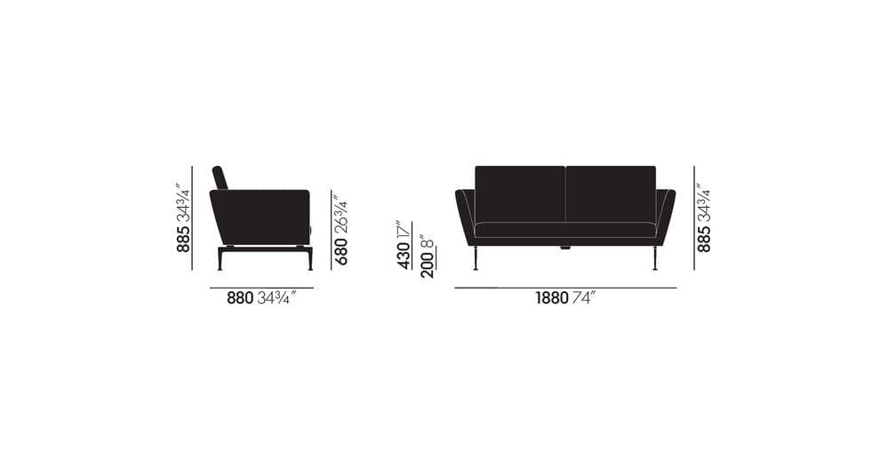 Suita Two-Seater Sofa With Classic Back Cushions Sofa Vitra 