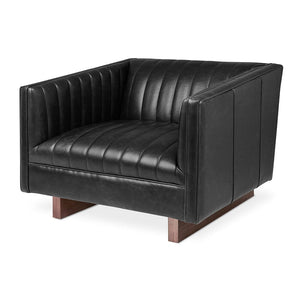 Wallace Chair lounge Gus Modern Saddle Black Leather 