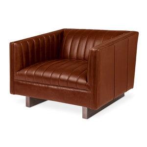 Wallace Chair lounge Gus Modern Saddle Brown Leather 