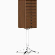 Nelson Miniature Chest 9 Drawer With Pedestal storage herman miller Walnut Polished Aluminum Base +$40.00 Black Pulls