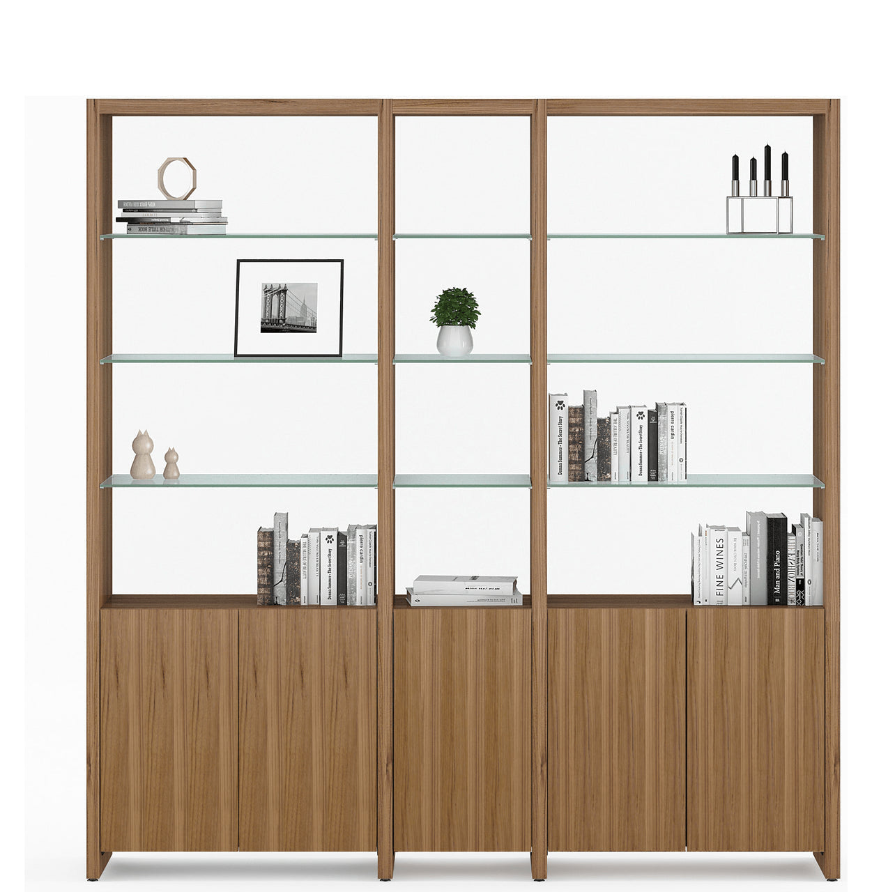 Linea 580212 3-Shelf System - 81 Inch Wide Shelf BDI Natural Walnut 