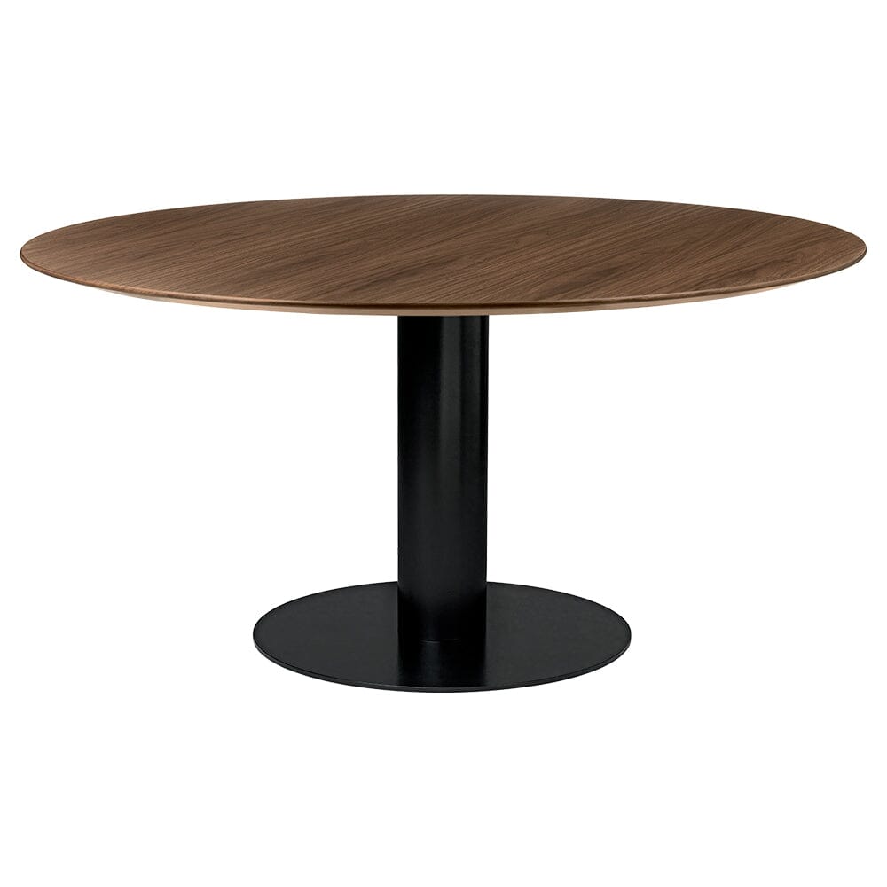 2.0 Round Dining Table Dining Tables Gubi Small Black base American Walnut Semi Matt Lacquered