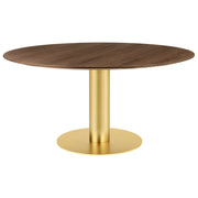 2.0 Round Dining Table Dining Tables Gubi Small Brass base American Walnut Semi Matt Lacquered