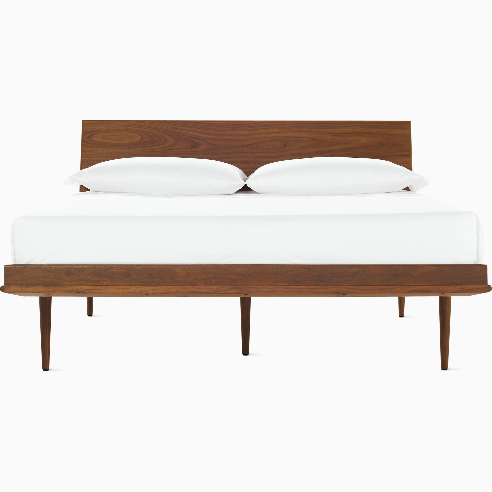 Nelson Thin Edge Bed - Wood Taper Legs Beds herman miller California King Size Veneer Headboard Walnut Frame & Legs Finish