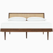 Nelson Thin Edge Bed - Wood Taper Legs Beds herman miller California King Size Natural Cane Headboard Walnut Frame & Legs Finish