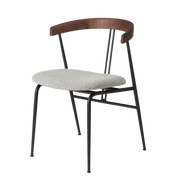 Violin Dining Chair With Wood Backrest - Seat Upholstered Chairs Gubi American Walnut Oiled Dedar Karakorum 004 