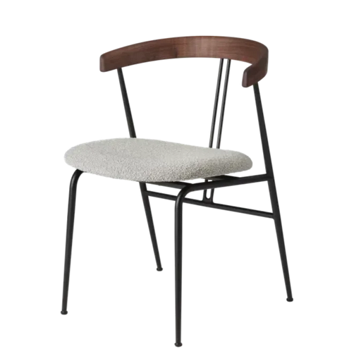 Violin Dining Chair With Wood Backrest - Seat Upholstered Chairs Gubi American Walnut Oiled Dedar Karakorum 004 