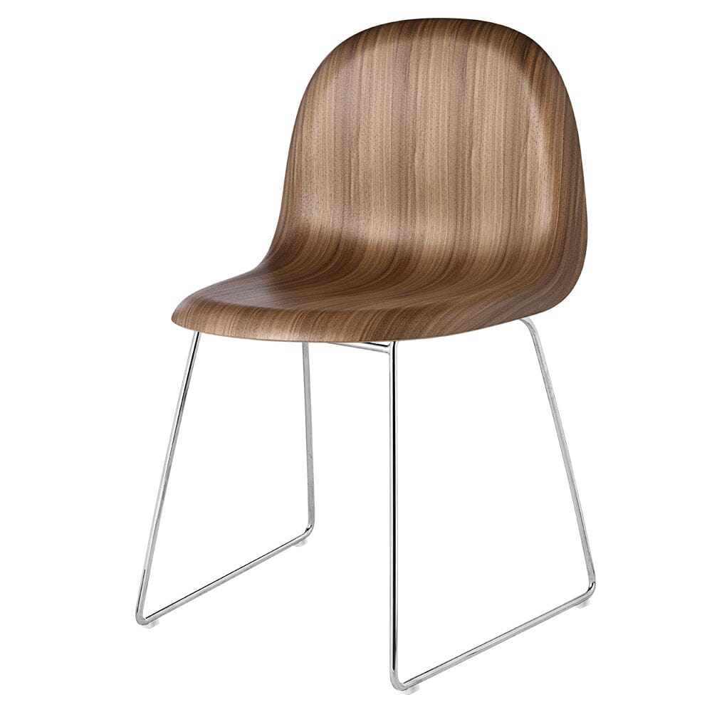 3D Dining Chair - Sledge Base Dining Chair Gubi American Walnut 
