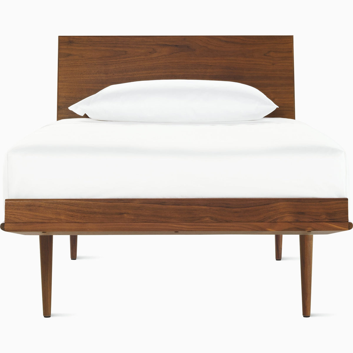 Nelson Thin Edge Bed - Wood Taper Legs Beds herman miller Twin Size Veneer Headboard Walnut Frame &amp; Legs Finish