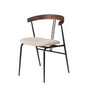 Violin Dining Chair With Wood Backrest - Seat Upholstered Chairs Gubi American Walnut Oiled Tempt Gabriel 
